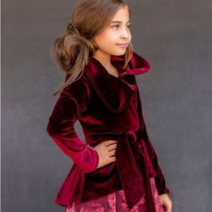 Joyfolie red velvet victoria belted jacket